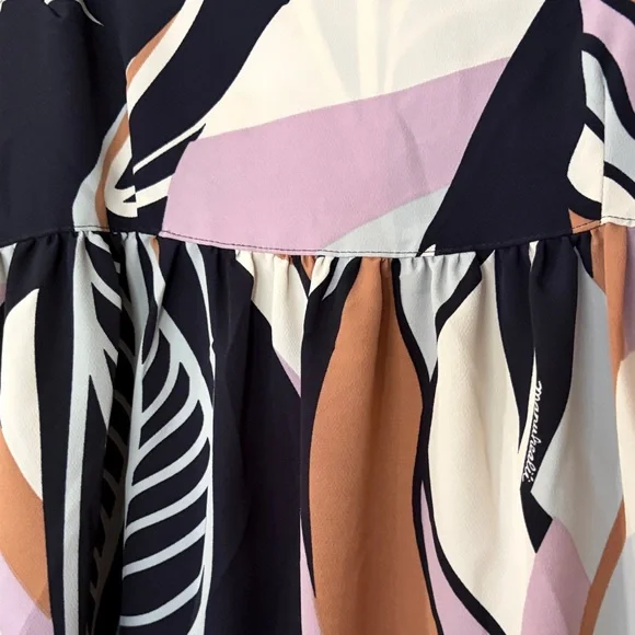 Manuhealii Navy, Lavender, Tan & White Abstract Leaf Print Dress - Picture 2 of 4